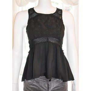 Hollister Black Eyelet Summer Top Asymmetrical Hem
